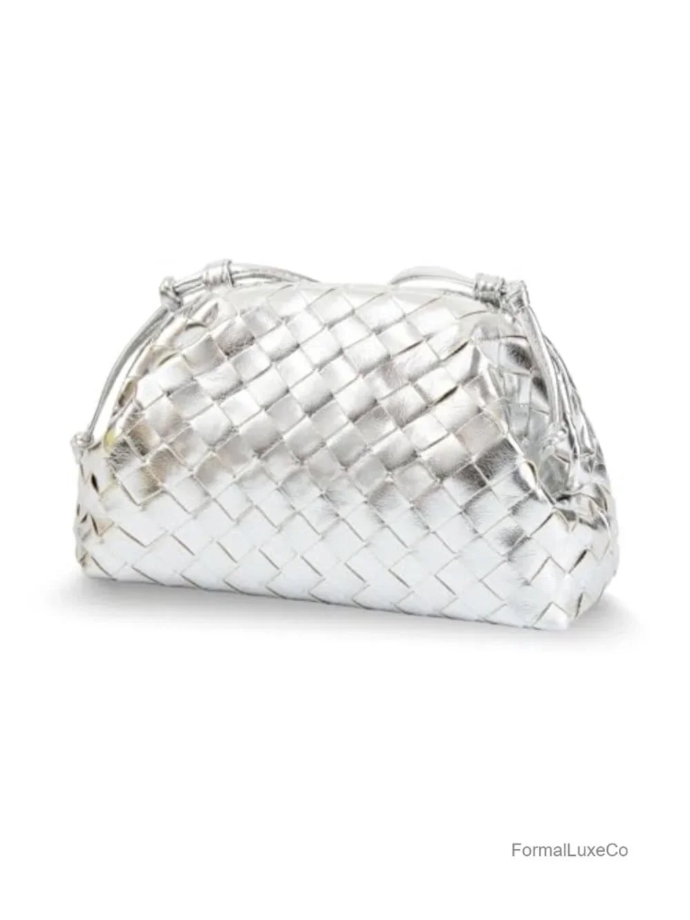 Woven Pleated Vegan Leather Evening Clutch Purse